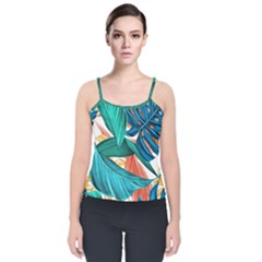 Leaves Tropical Exotic Velvet Spaghetti Strap Top by artworkshop