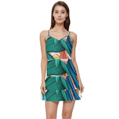 Leaves Tropical Exotic Short Frill Dress by artworkshop