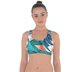 Leaves Tropical Exotic Cross String Back Sports Bra by artworkshop