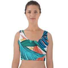 Leaves Tropical Exotic Velvet Crop Top by artworkshop