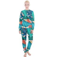 Leaves Tropical Exotic Women s Lounge Set by artworkshop