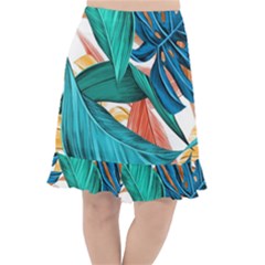 Leaves Tropical Exotic Fishtail Chiffon Skirt by artworkshop