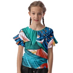 Leaves Tropical Exotic Kids  Cut Out Flutter Sleeves by artworkshop