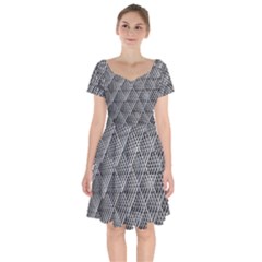 Grid Wire Mesh Stainless Rods Metal Short Sleeve Bardot Dress by artworkshop