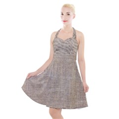 Textile Jute Brown Halter Party Swing Dress  by artworkshop