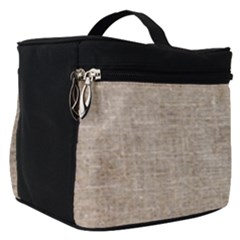 Textile Jute Brown Make Up Travel Bag (small) by artworkshop