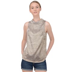 Textile Jute Brown High Neck Satin Top by artworkshop