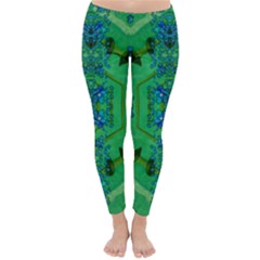 Vines Of Beautiful Flowers On A Painting In Mandala Style Classic Winter Leggings by pepitasart