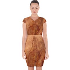 Annual Rings Tree Wood Capsleeve Drawstring Dress  by artworkshop