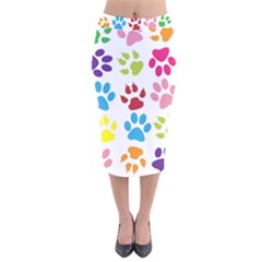 Paw Print Velvet Midi Pencil Skirt by artworkshop