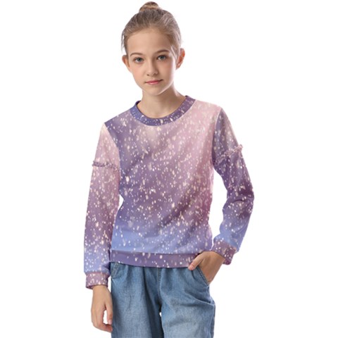 Snowfall Winter Kids  Long Sleeve Tee With Frill  by artworkshop