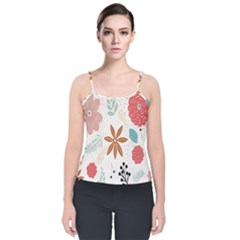 Nature Flora Velvet Spaghetti Strap Top by artworkshop