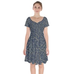 Nature Twigs Short Sleeve Bardot Dress by artworkshop