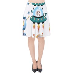 Vector-set-funny-robots-cartoon Velvet High Waist Skirt by Jancukart