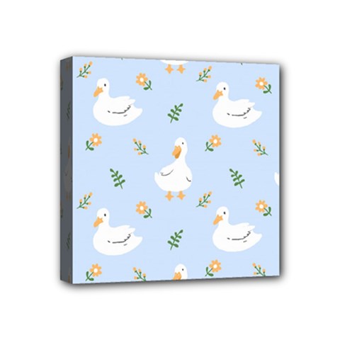 Duck-flower-seamless-pattern-background Mini Canvas 4  X 4  (stretched) by Jancukart