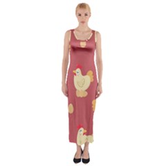 Cute-chicken-eggs-seamless-pattern Fitted Maxi Dress by Jancukart