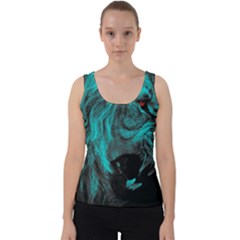 Angry Male Lion Predator Carnivore Velvet Tank Top by Jancukart