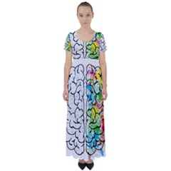 Brain-mind-psychology-idea-drawing High Waist Short Sleeve Maxi Dress by Jancukart