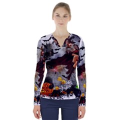 Halloween V-neck Long Sleeve Top by Jancukart