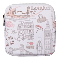 I Love London Drawing Mini Square Pouch by Jancukart