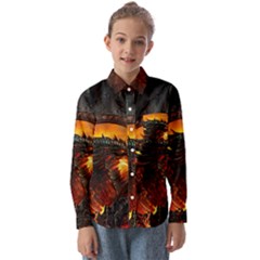 Dragon Fire Fantasy Art Kids  Long Sleeve Shirt by Jancukart