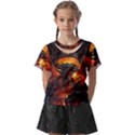 Dragon Fire Fantasy Art Kids  Front Cut Tee View1