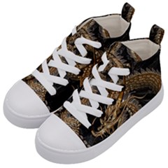 Fantasy Dragon Pentagram Kids  Mid-top Canvas Sneakers by Jancukart