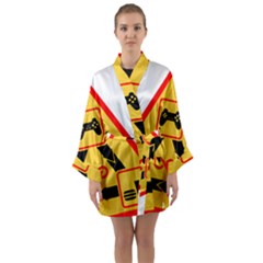 Gamer-geek-video-game-sign-fan Long Sleeve Satin Kimono by Jancukart