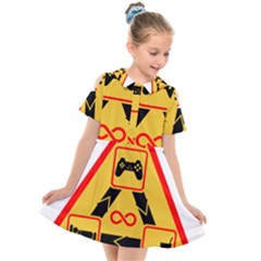 Gamer-geek-video-game-sign-fan Kids  Short Sleeve Shirt Dress by Jancukart