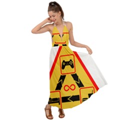 Gamer-geek-video-game-sign-fan Backless Maxi Beach Dress by Jancukart