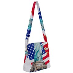 Statue Of Liberty Independence Day Poster Art Zipper Messenger Bag by Jancukart