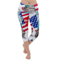 Statue Of Liberty Independence Day Poster Art Lightweight Velour Capri Yoga Leggings by Jancukart