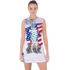 Statue Of Liberty Independence Day Poster Art Lace Up Front Bodycon Dress by Jancukart