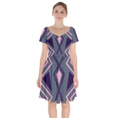 Abstract Pattern Geometric Backgrounds  Short Sleeve Bardot Dress by Eskimos