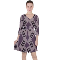 Abstract Pattern Geometric Backgrounds   Quarter Sleeve Ruffle Waist Dress by Eskimos