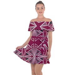 Abstract Pattern Geometric Backgrounds  Off Shoulder Velour Dress by Eskimos