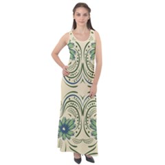 Folk Flowers Print Floral Pattern Ethnic Art Sleeveless Velour Maxi Dress by Eskimos