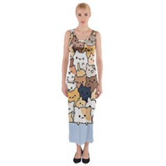 Cat-kitten Fitted Maxi Dress by Jancukart