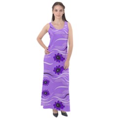 Folk Flowers Print Floral Pattern Ethnic Art Sleeveless Velour Maxi Dress by Eskimos