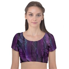 Feather Velvet Short Sleeve Crop Top  by artworkshop