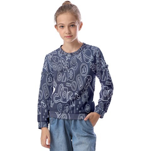 Internet Planet Drinks Kids  Long Sleeve Tee With Frill  by artworkshop