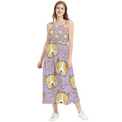 Corgi Pattern Boho Sleeveless Summer Dress by Sudhe