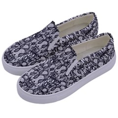 Sketchy Monster Insect Drawing Motif Pattern Kids  Canvas Slip Ons by dflcprintsclothing