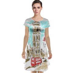 Big-ben-paris-clock-tower-vector-painted-london Cap Sleeve Nightdress by Jancukart