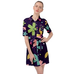 Colorful Floral Belted Shirt Dress by hanggaravicky2