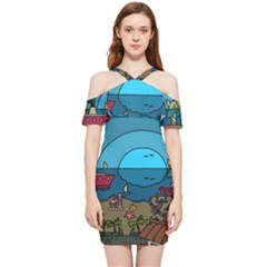 Artwork Art Kids Shoulder Frill Bodycon Summer Dress by artworkshop