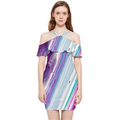 Color Acrylic Paint Art Shoulder Frill Bodycon Summer Dress by artworkshop