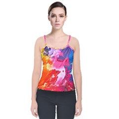 Colorful Painting Velvet Spaghetti Strap Top by artworkshop