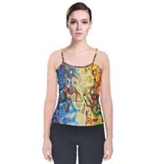 Colorful Structure Velvet Spaghetti Strap Top by artworkshop