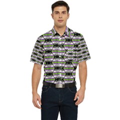 Hackers Town Void Mantis Hexagon Agender Nine 9 Stripe Pride Flag Men s Short Sleeve Pocket Shirt  by WetdryvacsLair